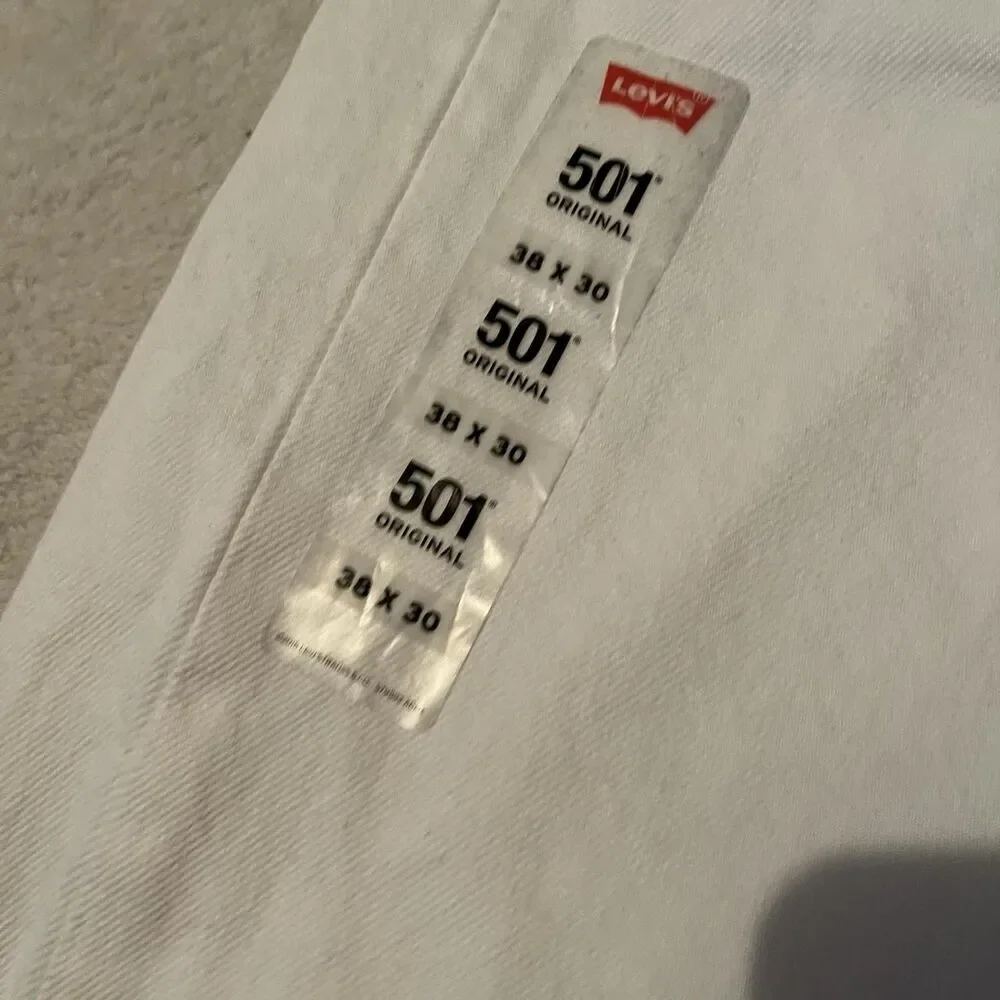 Levi's 501 Jeans Mens Size 38 White Denim Regular Straight Button Fly 30 Inseam